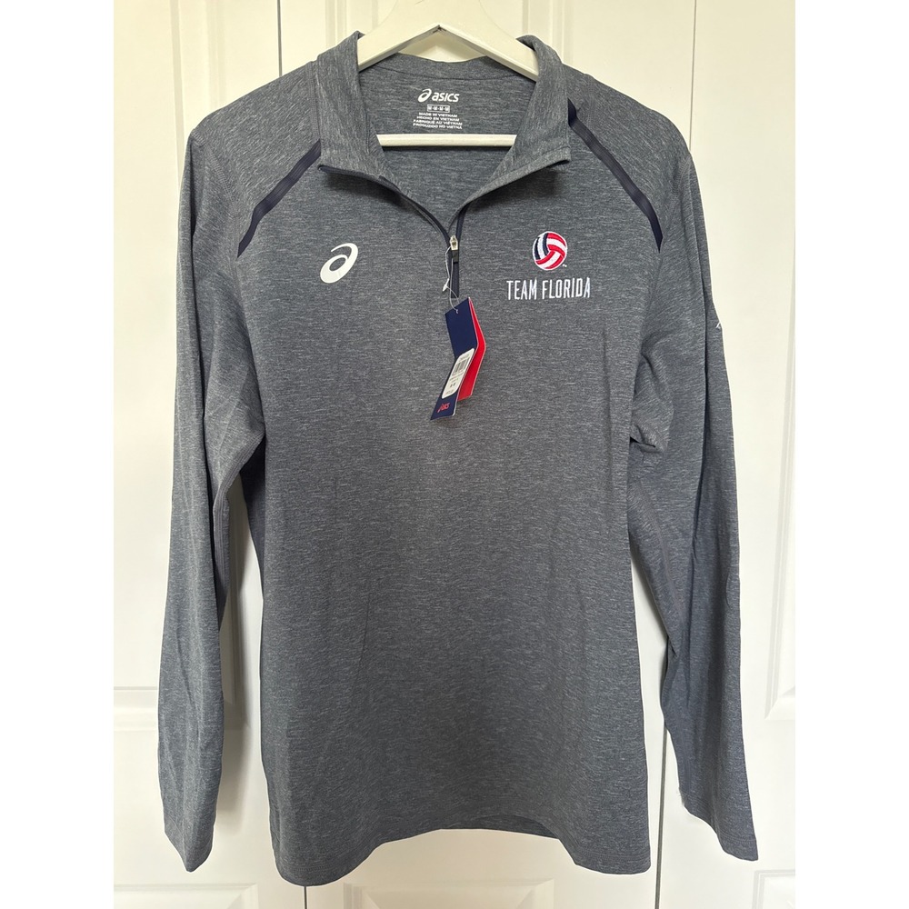Asics Mens Thermopolis 1/4 Zip Pullover Team Florida Volleyball Gray Medium NWT